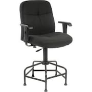 GLOBAL EQUIPMENT Interion    Big and Tall Stool With Arms - Fabric - Black 506554